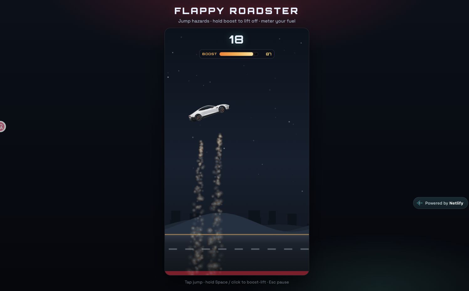 Flappy Roadster — Dose o impulso. Mantenha-se no ar.