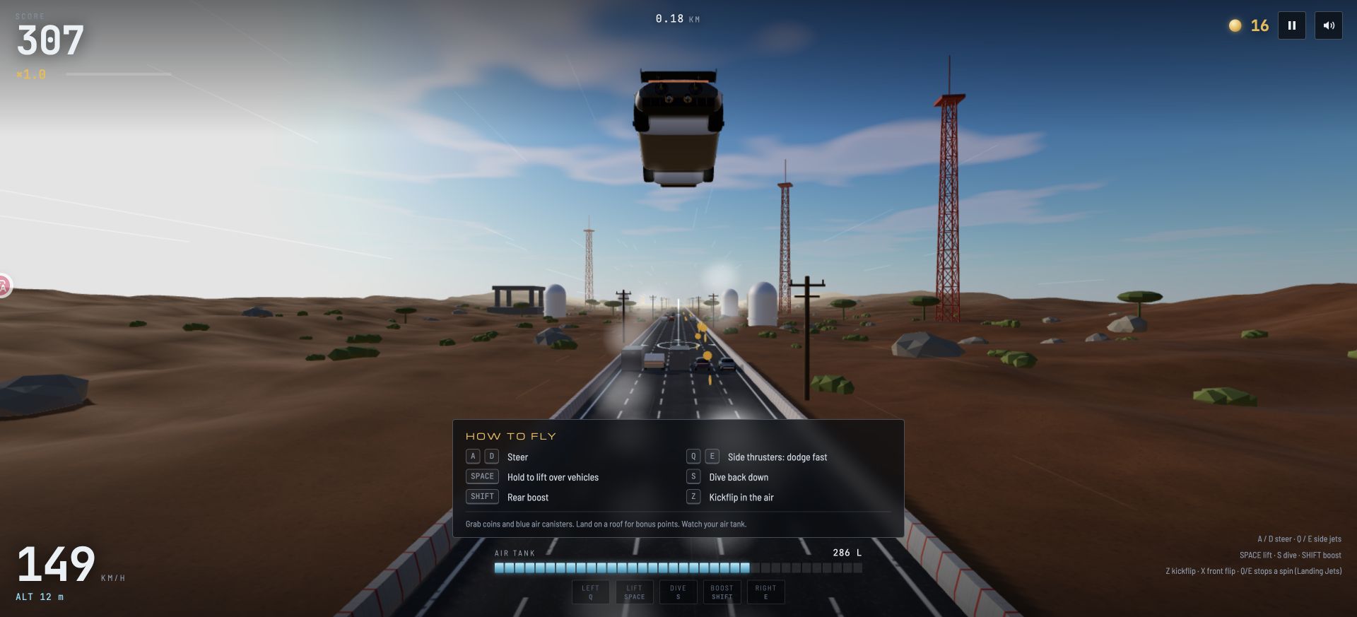 Flying Roadster — Mit Kaltgasdüsen springen, sprinten und fliegen.