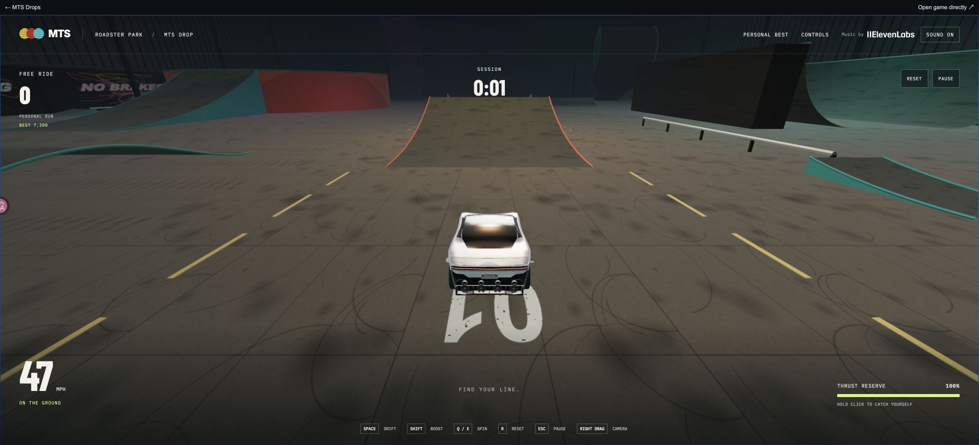 Roadster Park — Driften, abheben, die Kombo landen.