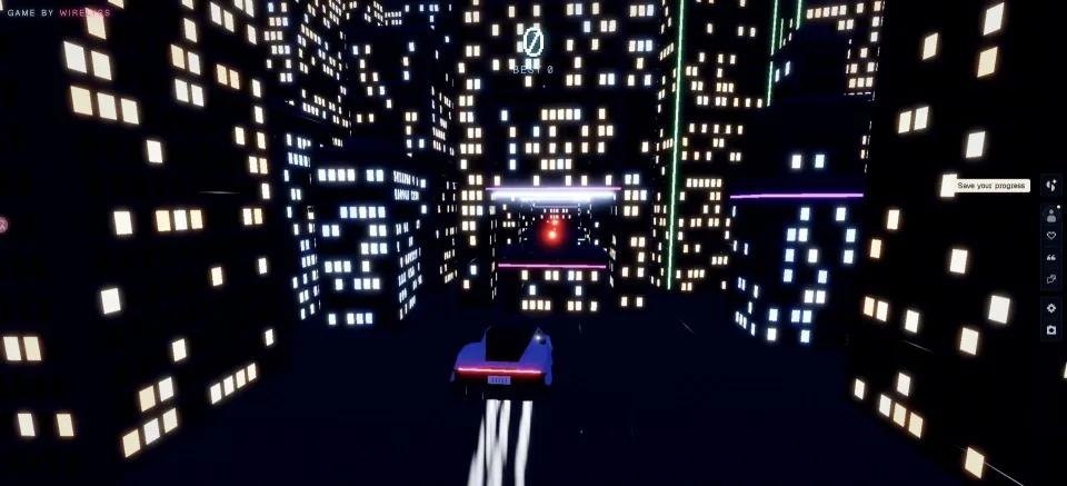 Flippy Ride: rising toward a gate in chase view