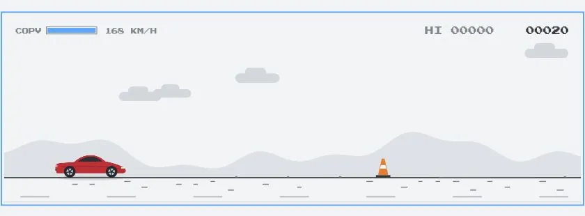 Roadster 离线起飞: a red car driving toward cones