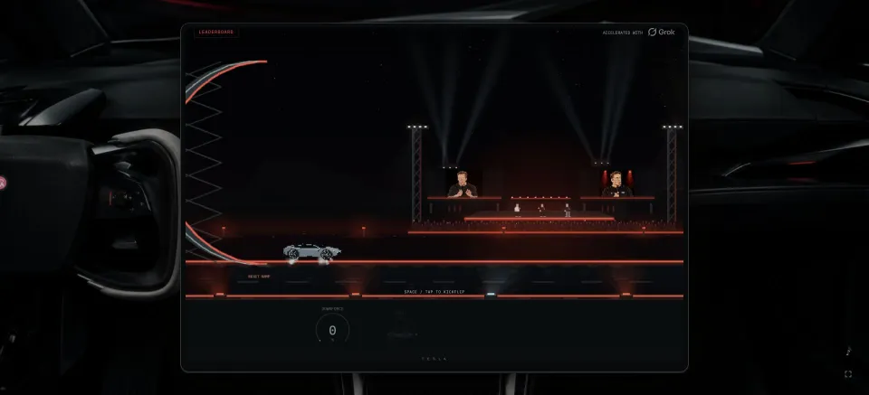 Roadster Rally: takeoff before the launch stage with a Space prompt