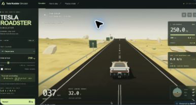 Tesla Roadster Simulator · onceBlueRed · X 视频截图