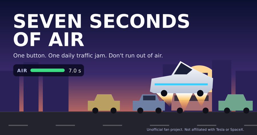 Seven Seconds of Air · a daily one-button hover game · Desh Deepak Kant · 作者发布的宣传图，非实机截图