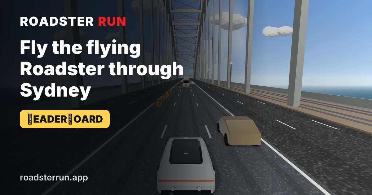 Roadster Run — Sydney · Roadster Run · X feed 链接预览宣传图；非试玩截图