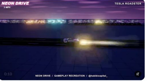 Neon Drive · Habibi · X 视频画面；未试玩