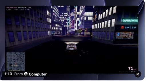 2049 — Roadster · Perplexity Computer · X 视频画面；未试玩